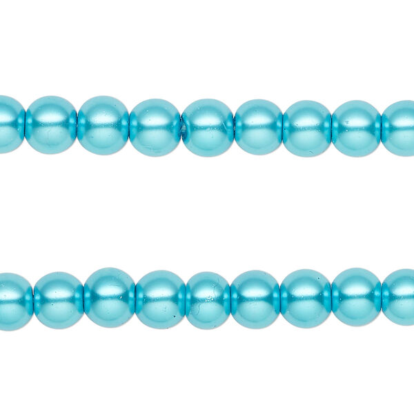 Bead, glass pearl, electric blue, 6mm round. Sold per pkg of (2) 15-inch strands, approximately 140 beads. image number 0