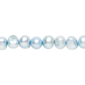 Freshwater pearl 1pkg1, semi-round, 15 inch baby blue 5-7mm cultured