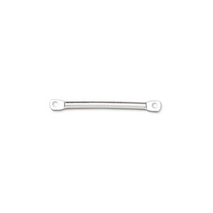 Link, silver-plated brass, 17x2mm flat end bar. Sold per pkg of 100.