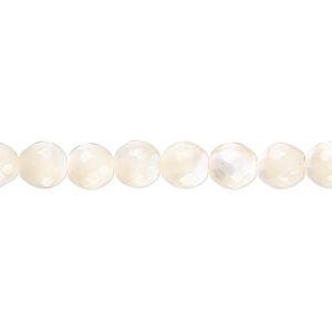 Bead, mother-of-pearl shell (bleached), white, 6mm faceted round, Mohs hardness 3-1/2. Sold per 15-1/2" to 16" strand.