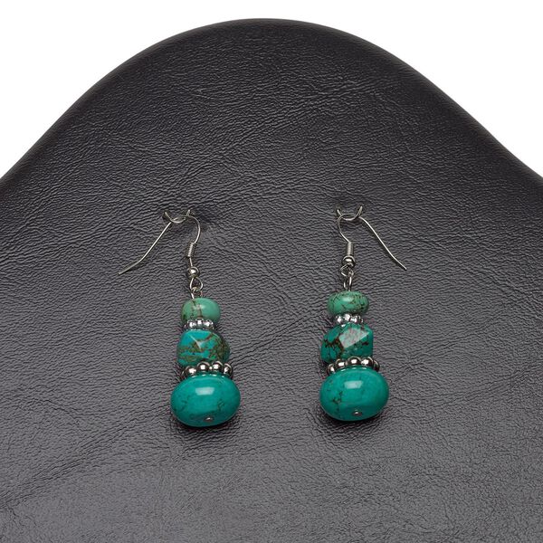 Magnesite / steel / brass 1pkg2, imitation rhodium-plated earring / rondelle 2.25 inch image number 0