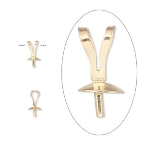 Bail, rabbit ear, 14Kt gold, 4mm cup with 2mm peg, fits 4-10mm bead. Sold individually.