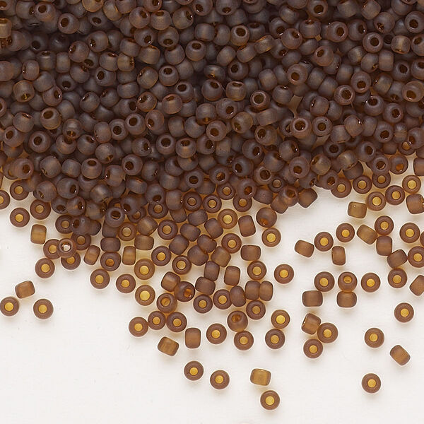 Seed bead, Dyna-Mites™, glass, pkg/1/2kg, #11 round, translucent matte root beer, (24MA 11/0 RR). image number 0