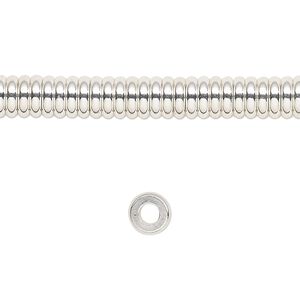 Bead, silver-finished brass, 6x2mm slim rondelle with 2.5mm. Sold per 8-inch strand.