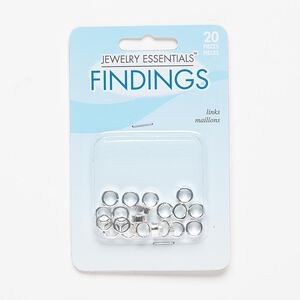 Bead, silver-finished steel, 8x3mm flat rondelle with slit and 5mm hole. Sold per pkg of 20.