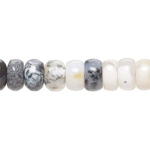 Dendritic opal 1pkg1, hand-cut rondelle bead natural 8 inch 9x7mm-10x7mm