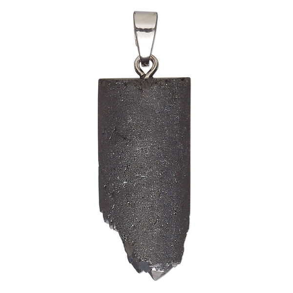 Pendant, Hemalyke™ (manmade) and silver-finished "pewter" (zinc-based alloy), 34x16mm irregular rectangle. Sold individually. image number 0
