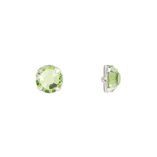 Bead 12pk rose montees peridot silver plate, Preciosa Czech crystal 6.32-6.5mm round SS30 image number 0