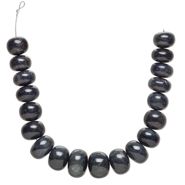 Blue sapphire 1pkg1, hand-cut rondelle bead 12 inch graduated 21x14mm-29x21mm image number 0