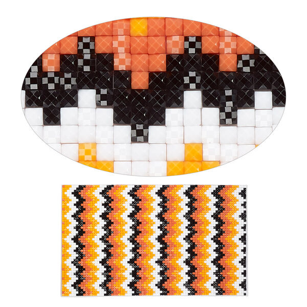 Adhesive sheet, My Style Deco Art™, peel-off, resin and glue, oranges / black / white, 8 x 4-3/4 inch rectangle, 1.8mm thick with chevron design. Sold individually. image number 0
