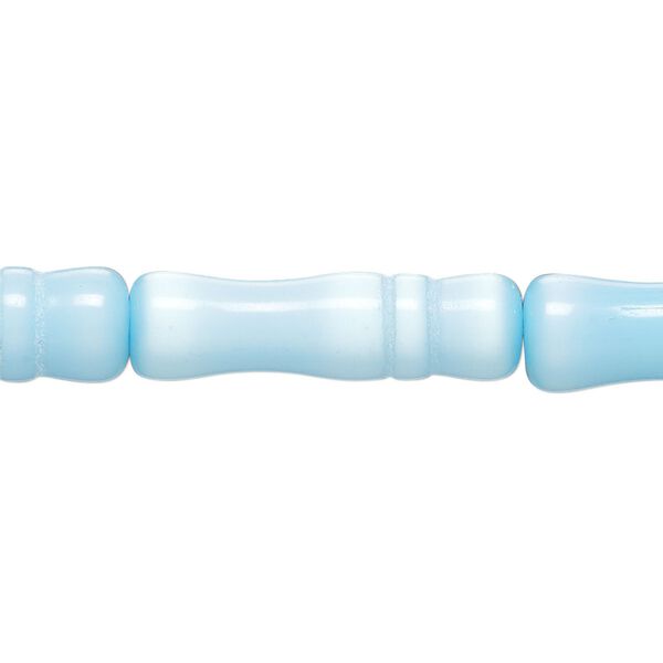 Bead, cat's eye glass (fiber optic glass), sky blue, 26x6mm-26x8mm bamboo. Sold per 15-inch strand, approximately 15 beads. image number 0