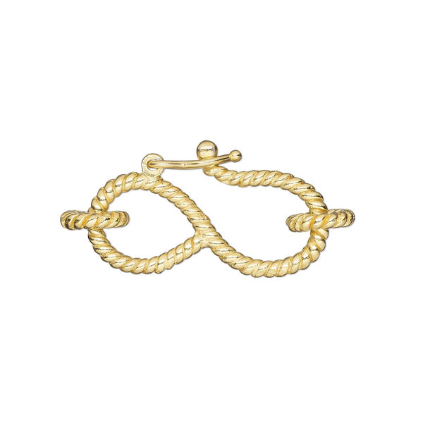 Clasp, S-hook, "vermeil", 25x14mm rope design with safety latch. Sold individually. image number 0