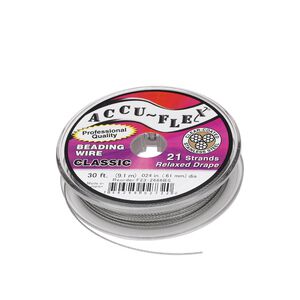Beading wire, Accu-Flex®, nylon and stainless steel, clear, 21 strand, 0.024-inch diameter. Sold per 30-foot spool.
