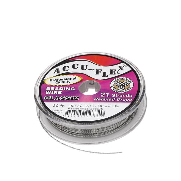Beading wire, Accu-Flex®, nylon and stainless steel, clear, 21 strand, 0.024-inch diameter. Sold per 30-foot spool. image number 0