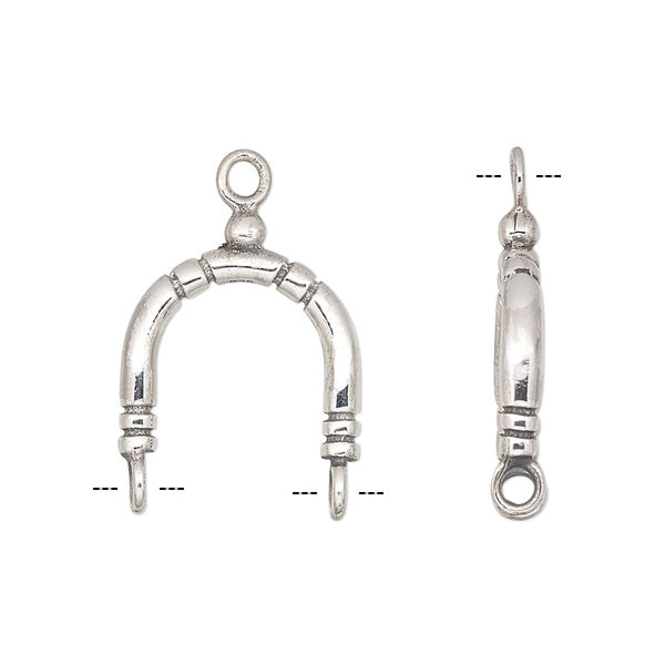 Bead holder, antiqued sterling silver, 16x14mm, fits 14-16mm bead. Sold individually. image number 0