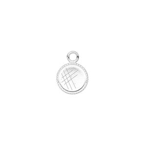 Drop, silver-plated brass, 9mm round with beaded edge and 8mm round bezel setting. Sold per pkg of 24.