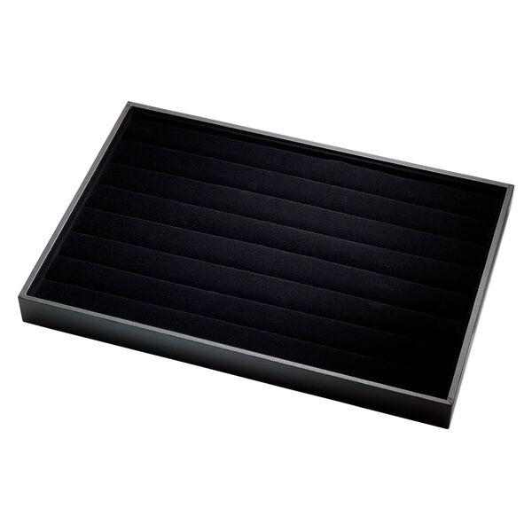 Display tray, ring, leatherette and velveteen, black, 13-3/4 x 1-1/4 x 9-1/2 inches with insert. Sold individually. image number 0