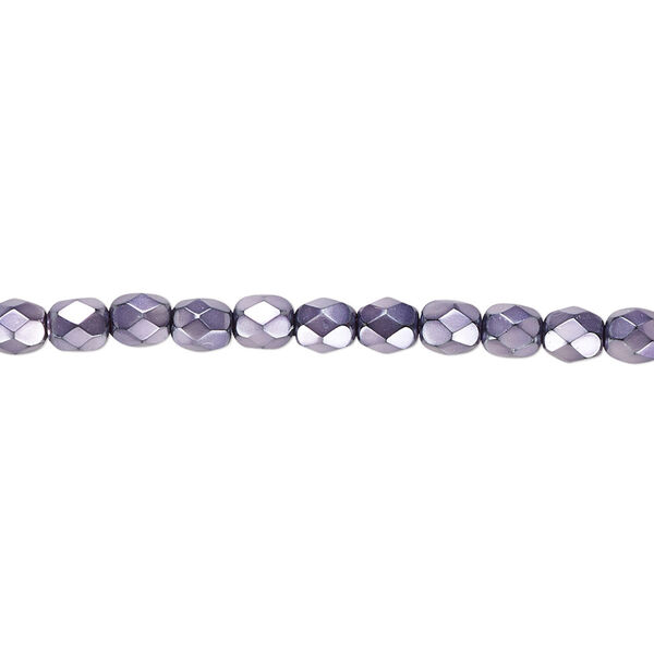 Bead, Czech fire-polished glass, lilac carmen, 4mm faceted round. Sold per pkg of 1,200 (1 mass). image number 0