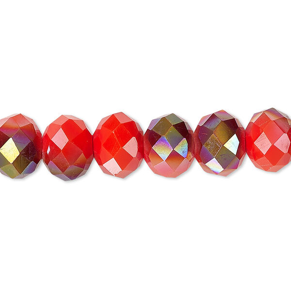 Bead 1pk 48 facets opaque orange smoky AB, Celestial Crystal® 10x8mm rondelle 15.5-16 inch image number 0