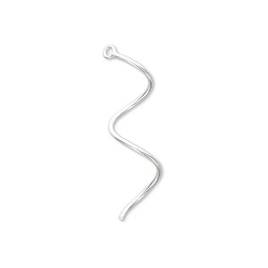 Drop, sterling silver, 27x5mm spiral. Sold per pkg of 2.