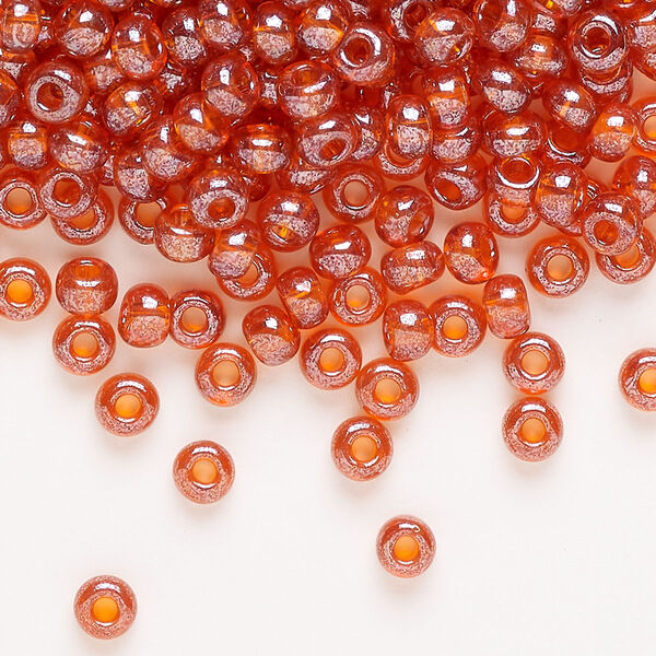 Seed bead 1pkg1 glass #6 round, translucent luster light red image number 0