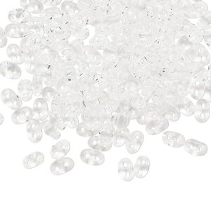 Seed bead, Preciosa Twin™ Czech glass, pkg/250g, 5x2.5mm oval, transparent clear, (00050).