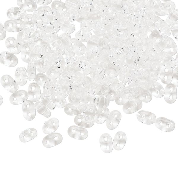 Seed bead, Preciosa Twin™ Czech glass, pkg/250g, 5x2.5mm oval, transparent clear, (00050). image number 0