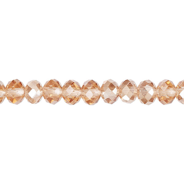Bead 1pk 48 facets transparent light pink light citrine, Celestial Crystal® 6x4mm rondelle 15.5-16 inch image number 0