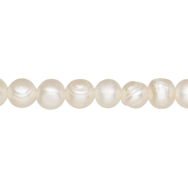 Pearl 1pkg1 freshwater, semi-round / potato, 15 inch white 6-8mm cultured image number 0