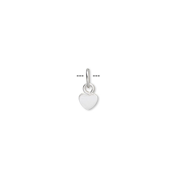 Charm, sterling silver, 5x4mm flat heart. Sold per pkg of 10. image number 0