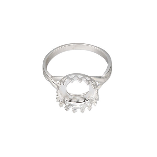 Ring, sterling silver, 11.5mm round with 10mm round cabochon bezel setting, size 7. Sold individually. image number 0