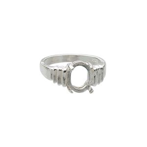 Ring, sterling silver, tri-slash band with 10x8mm 4-prong oval setting, size 7. Sold individually.