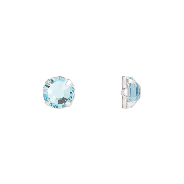Bead 288pk rose montees aquamarine silver plate, Preciosa Czech crystal 6.32-6.5mm round SS30 image number 0