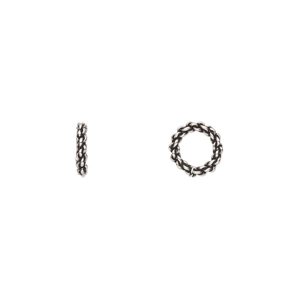 Bead, antiqued sterling silver, 8x2mm fancy rondelle. Sold per pkg of 10. image number 0