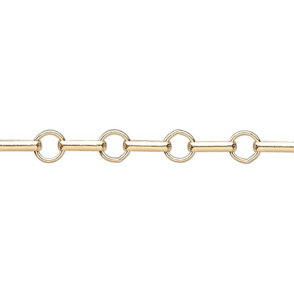 Chain, 14Kt gold-filled, 5mm bar and link. Sold per pkg of 5 feet. image number 0