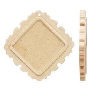 Focal, Japanese pagoda wood (natural), tan, 47x46mm single-sided top-drilled diamond with 25mm non-calibrated square glue-in setting. Sold per pkg of 8.