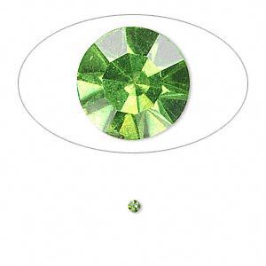 Chaton, glass rhinestone, olivine, foil back, 2.0-2.1mm faceted round, PP14. Sold per pkg of 72.