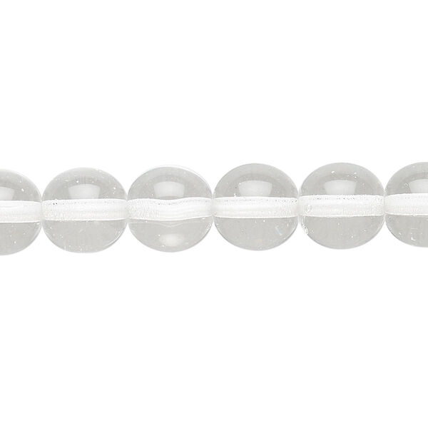 Bead, Czech glass druk, transparent clear, 10mm round. Sold per 15-1/2" to 16" strand. image number 0