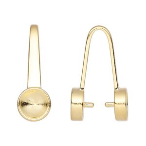 Bail, donut, gold-plated "pewter" (zinc-based alloy), 29x10mm with (2) SS39 rivoli settings, 22x6mm grip length. Sold per pkg of 2.