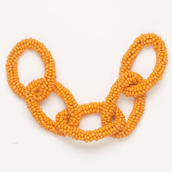 Cord 1pkg1, glass and nylon, orange, 25mm round, 7 inches. image number 0