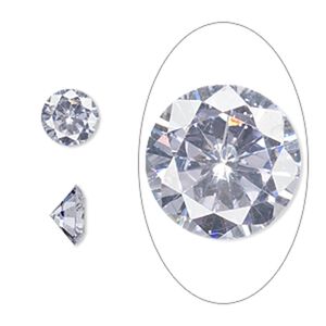 Gem, cubic zirconia, lavender, 8mm faceted round, Mohs hardness 8-1/2. Sold individually.