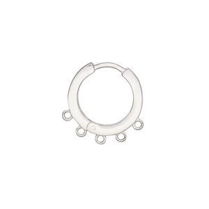 Earring hoop 1pkg2 sterling silver, 16mm hinged / closed loop / square tube, 1 pair
