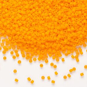 Seed bead, Delica®, glass, pkg/7.5g, #11 round, opaque matte mandarin orange (DB-1583).