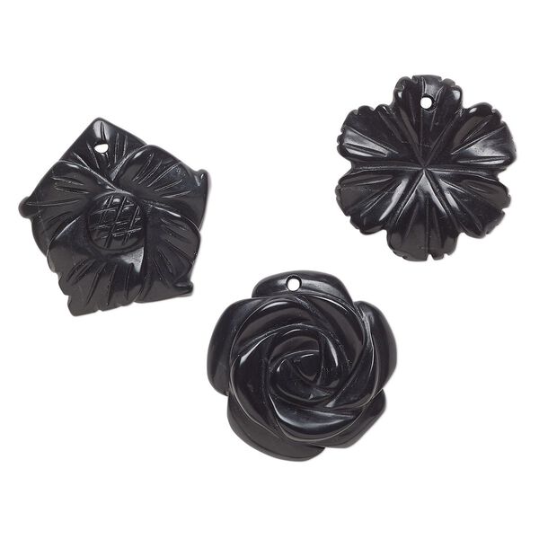 Blackstone 1pkg3, top-drilled carved flower drop mix 25x21mm-26x25mm image number 0