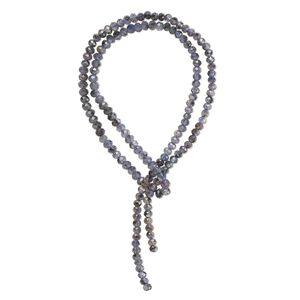 Iolite 1pkg1, hand-cut faceted round bead natural 13 inch 2.5-4mm