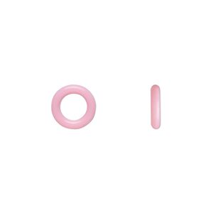 Component, Oh! Ring™, silicone, baby pink, 10mm round with 6mm hole. Sold per pkg of 300.