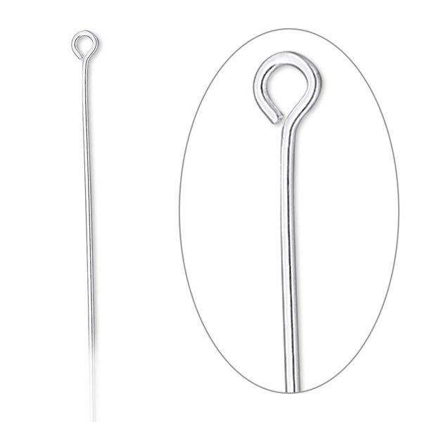 Eye pin, sterling silver-filled, 2-1/8 inches, 22 gauge. Sold per pkg of 100. image number 0