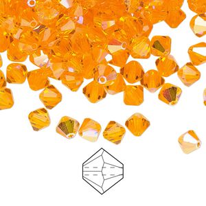 Bead 144pk sun AB, Preciosa Czech crystal 5mm bicone