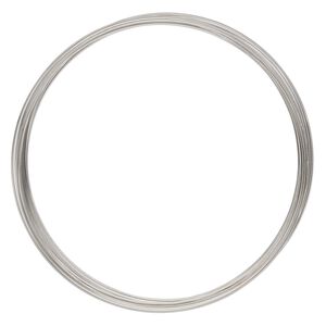Memory wire, imitation rhodium-plated high carbon steel, 3-5/8 inch necklace, 0.7mm thick. Sold per pkg of 12 loops.