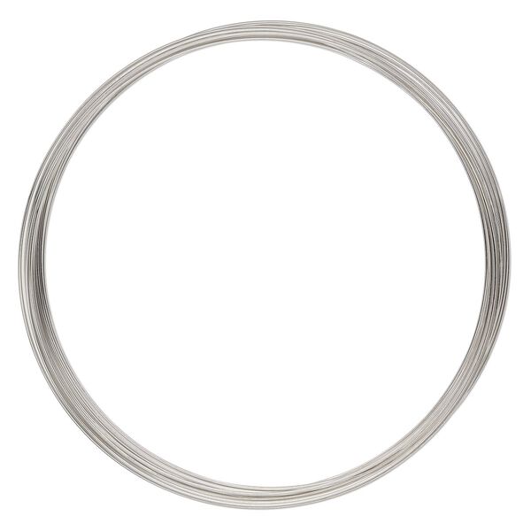 Memory wire, imitation rhodium-plated high carbon steel, 3-5/8 inch necklace, 0.7mm thick. Sold per pkg of 12 loops. image number 0
